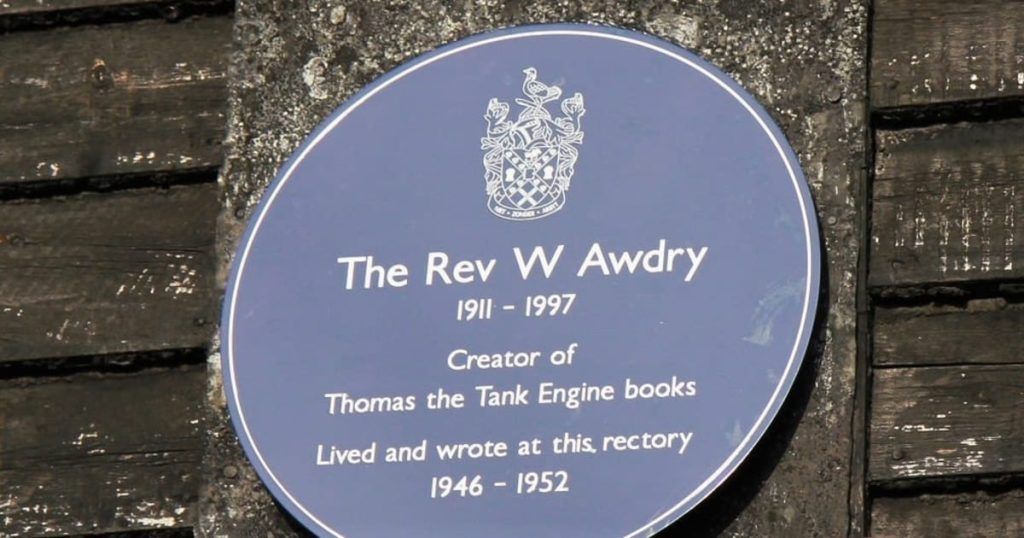 The Revd Awdry blue plaque highlighting the 'invention' of Thomas the Tank Engine